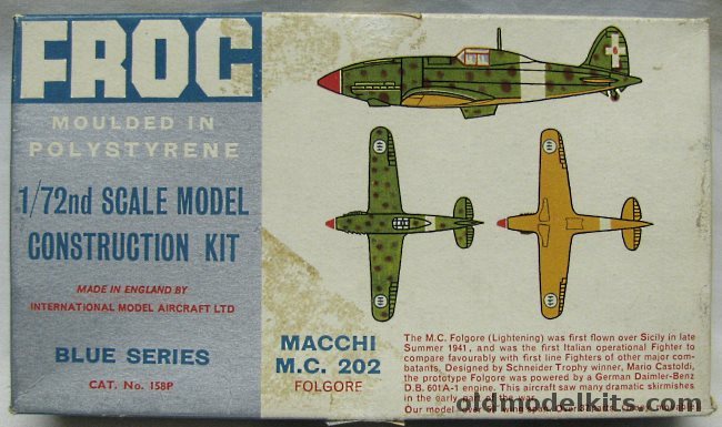Frog 1/72 Macchi Mc-202 'Folgore' - 'Lightning' - Blue Series, 158P plastic model kit